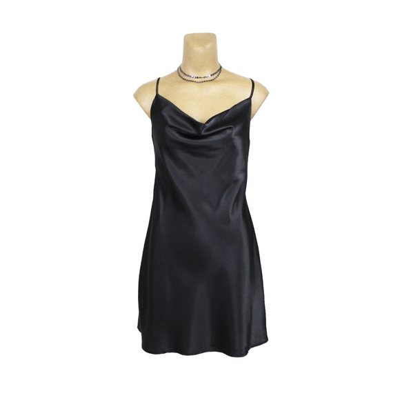 Ardene Black Satin Mini Slip Dress - Picture 1 of 13